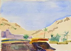 Desert Oasis, Egypt by Yvonne Jammet, 1943-44, watercolour on paper, sold Jan 2026