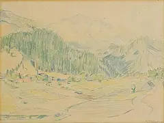 Czech Landscape by Mary Swanzy, 1957, watercolour on paper, sold Nov 2025