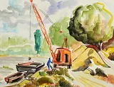 Norah McGuinness, By The Quay, gouache and watercolour on paper