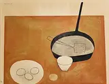 William Scott, Still Life with Frying Pan and Eggs, 1973, screenprint in colours on wove paper - number 181 from an edition of 250 - printed by Kelpra Studio and published by CCA Galleries, London