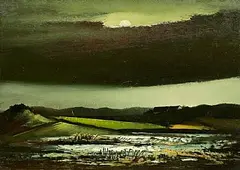 Daniel O'Neill, Landscape, Night, 1953, oil on board