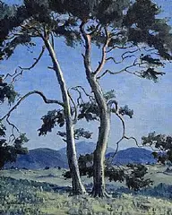 Trees in the Moonlight by Mabel Florence Young, oil on canvas, sold Nov 2025
