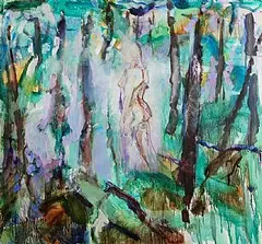 Barrie Cooke, Forestry Figure, 1985, oil on linen