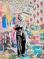 Einstein by Thierry Guetta, 2023, unique silkscreen and mixed media on wove, sold Nov 2025