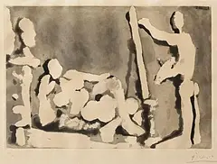 Pablo Picasso Spanish, Le Peintre et son Modele, 1964, etching/aquatint on Richard de Bas wove paper - number 25 from an edition of 50