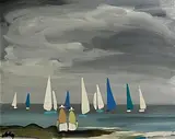 Markey Robinson, Watching the Regatta, gouache on board
