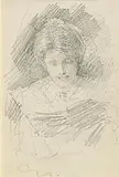 John Butler Yeats, Girl Reading, pencil on paper