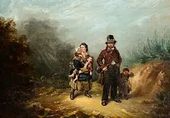 William Brocas, Evicted Family, oil on canvas