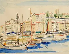 Honfleur Harbour by Fr. Jack P. Hanlon, watercolour on paper, sold Nov 2025