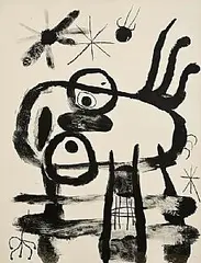 Album 19, Plate 5 by Joan Miro Spanish, 1961, original lithograph printed on Arches wove - number 47 from an edition of 75 - published and printed by Maeght in 1961, sold Nov 2025