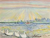 Pauline Bewick, Over to Claddagh, Galway, 2005, oil pastel on card