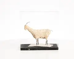 Deborah Brown, Goat, 1985, wire and papier maché in perspex box