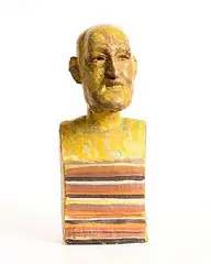 Brian Bourke Hrha Irish, Head of Tony O'Malley, 1988, painted bronze