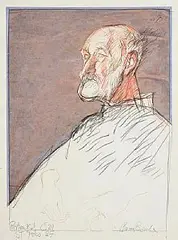 Brian Bourke Hrha Irish, Portrait of Tony O'Malley, St. Ives, 1987, mixed media on paper