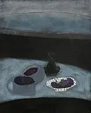 Jane O'Malley, Still Life - Fruit and Vessels, 1985, oil on board