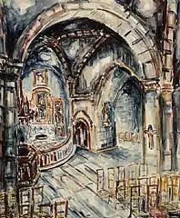 The Cathedral by Norah McGuinness, gouache and watercolour on paper, sold Nov 2025