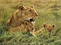 Alan M. Hunt, Mother and Cubs, 2017, oil on canvas