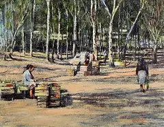 Roy Lyndsay, Early Morning Market, oil on canvas