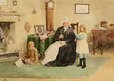 Samuel McCloy, Threading the Needle for Grandma, watercolour on paper