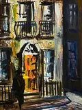 Seamus O'Colmain, Morning, Mountjoy Square, gouache on board