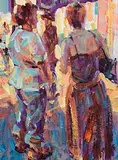 Arthur K. Maderson, A Night on the Town, Le Vigan, France, oil on panel