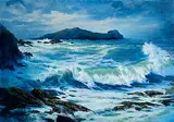 Annemarie Bourke, Stormy Day at Clogher, Kerry, oil on canvas