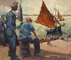 John Dinan, Expert Eyes, Roundstone Pier, oil on board