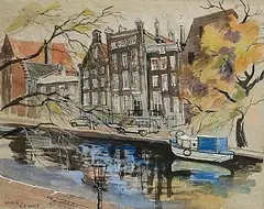 Muriel Brandt, On The Canal, watercolour on paper