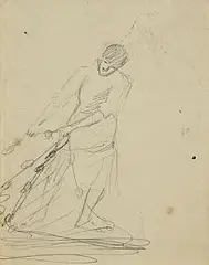 Countess Markievicz, Tending The Nets, pencil on paper