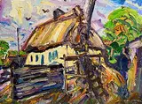Brian MacMahon, Old Thatched Cottage, oil on canvas