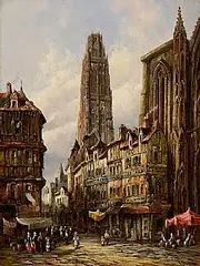 Rouen, Normandy by Henri Thomas Schafer, oil on canvas, sold Nov 2025