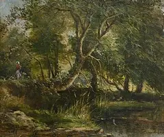 Alfred Grey, Gathering Kindling, oil on board