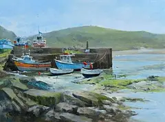 Annemarie Bourke, Summer's Day at Ring Pier, Clonakilty, oil on canvas