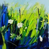 Paula McKinney, Dune Grasses, oil on board