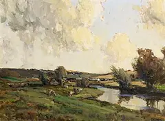 James Humbert Craig, Cattle by a River, oil on board
