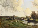 James Humbert Craig, Cattle by a River, oil on board