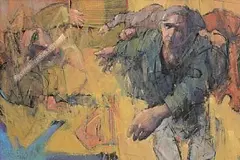 John Boyd, Figures in an Interior, pastel on paper