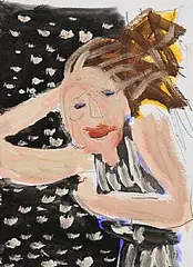 Study of a Girl by Basil Blackshaw, oil and mixed media on paper, sold Sep 2025