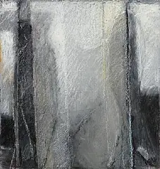 Mannequin Reflection, Sash Window by John Shinnors, oil pastel on board, offered Sep 2025
