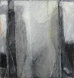 John Shinnors, Mannequin Reflection, Sash Window, oil pastel on board
