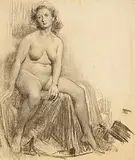 William Orpen, Female Nude, pencil on paper