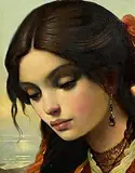 Ken Hamilton, Girl with Teardrop Earring, oil on board