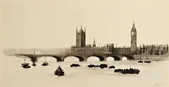 Anthony Robert Klitz, View of Westminster From Across the Thames, oil on canvas