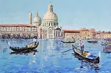Ivan Sutton, Basilica Santa Maria Della Salute, Venice, oil on board