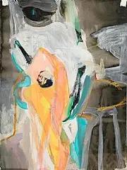 Child and Policeman by Brian Maguire, 2002, acrylic and mixed media on paper, offered Sep 2025