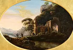 Thomas Walmsley, Fishermen before a Ruined Abbey, oil on canvas