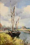 Kenneth Webb, Thames Barge at Snape, oil on canvas