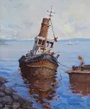 James English, The Tug Boat, oil on board