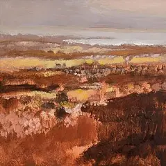 Brown Landscape by Arthur Armstrong, oil on board, sold Sep 2025