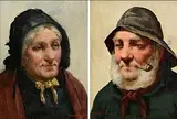 David W. Haddon British, Fisherman and Fisherwoman, pair of oil on panel